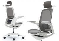 OKAMURA FINORA White base Office Chair with Medium Grey mesh seat