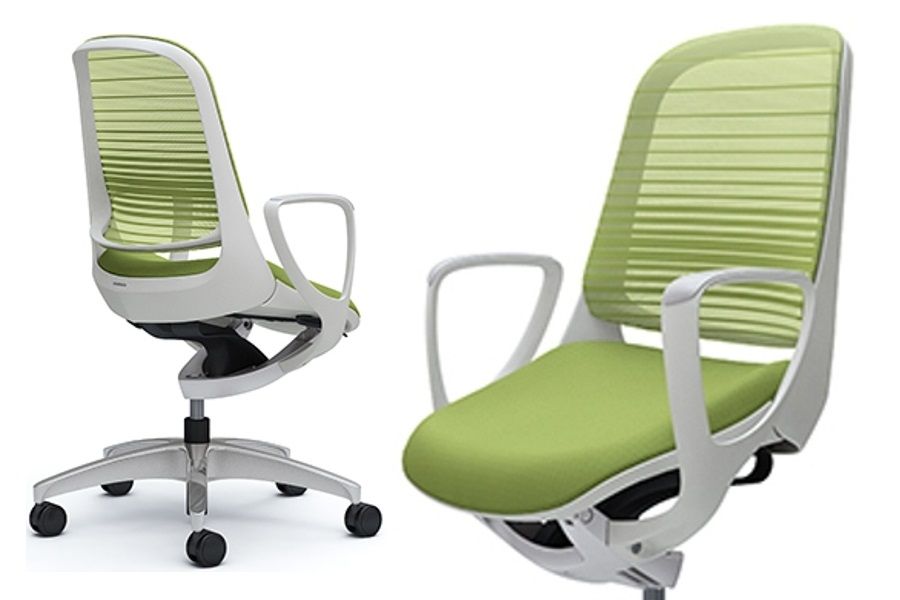 Židle OKAMURA LUCE Bílý plast Lime Green