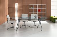 Oval Glass Meeting Tables with Chrome Legs