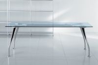 Glass Meeting Table with Chrome Legs